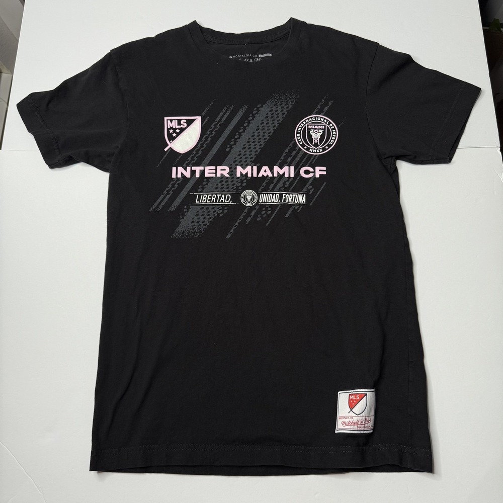 Inter Miami CF Shirt Men sz S Black MLS Soccer Mitchell &‎ Ness Club Logo Tee